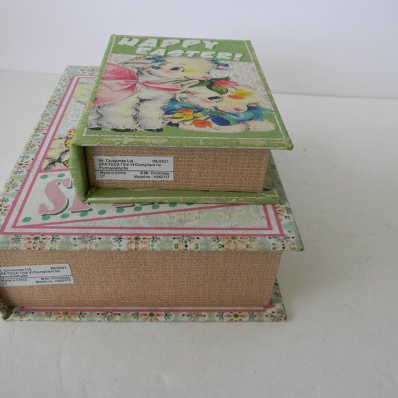 NEW Mr. Cottontail Set of 2 Nostalgic Easter Themed Nesting Books HOLLOW STACK - Picture 4 of 5